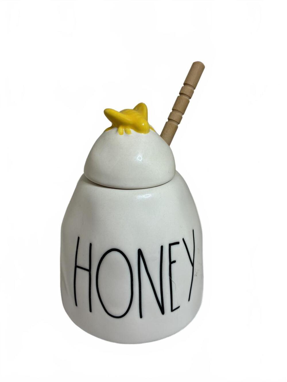 Rae Dunn Artisan Collection Honey Jar with Wooden Honey Dipper